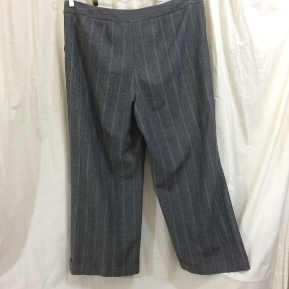 Lane Bryant Trousers Pants Gray Stripe Career Cuffed Rayon Polyester Blend 18 - Picture 2 of 5